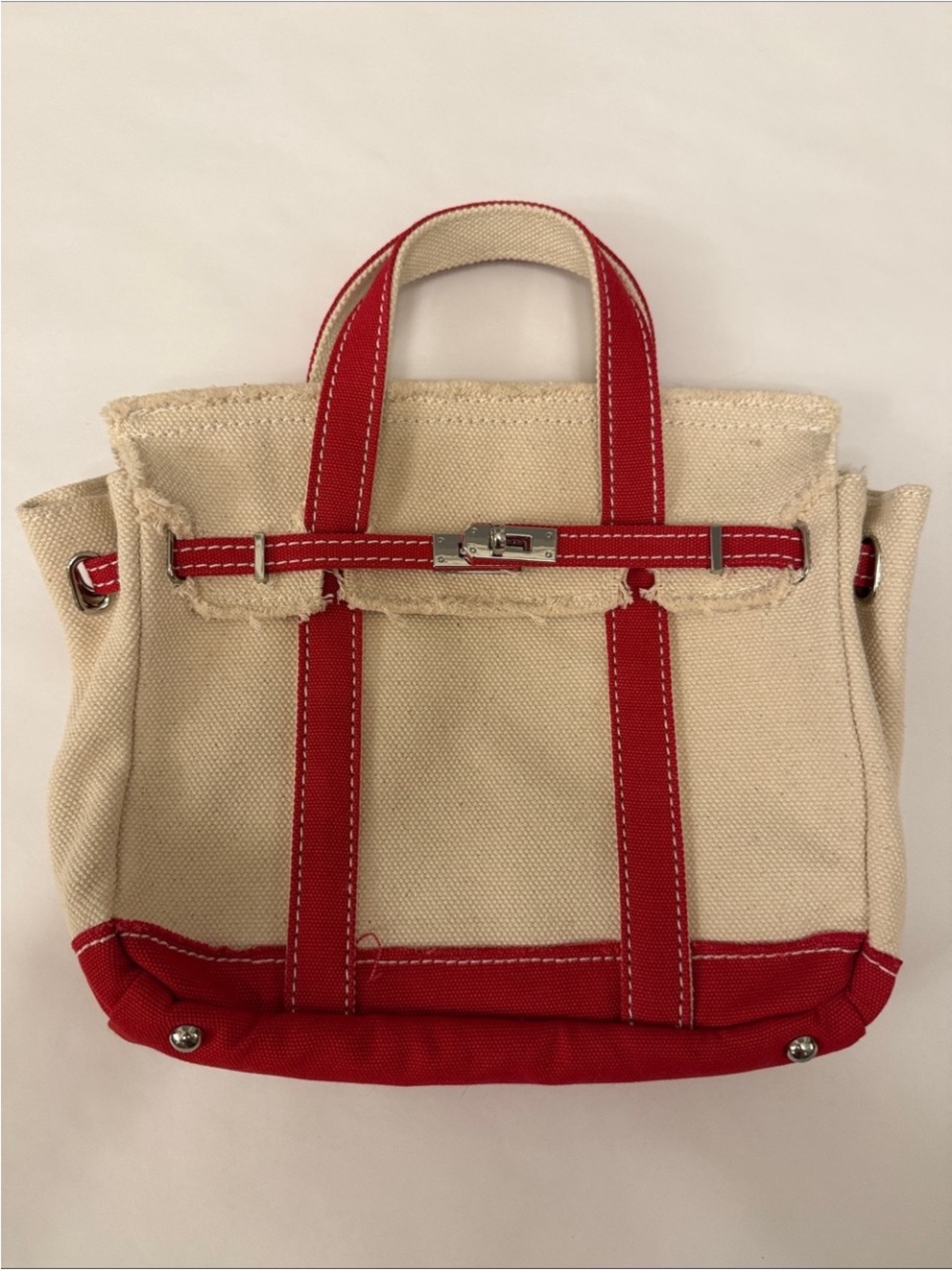 Iconic Must Have- Boatkin Cream Canvas Tote with Red Trim & Handles (never used) - Picture 4 of 6